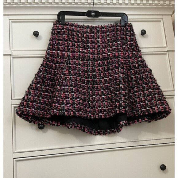Chanel -Pink Tweed High-Low Hem Flare Mini Skirt. Sz. FR 40 - Picture 1 of 14
